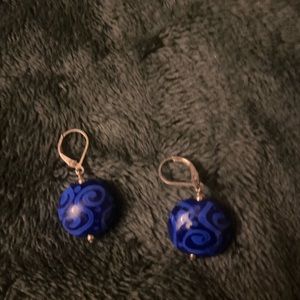 Blue Bead Dangle Earrings